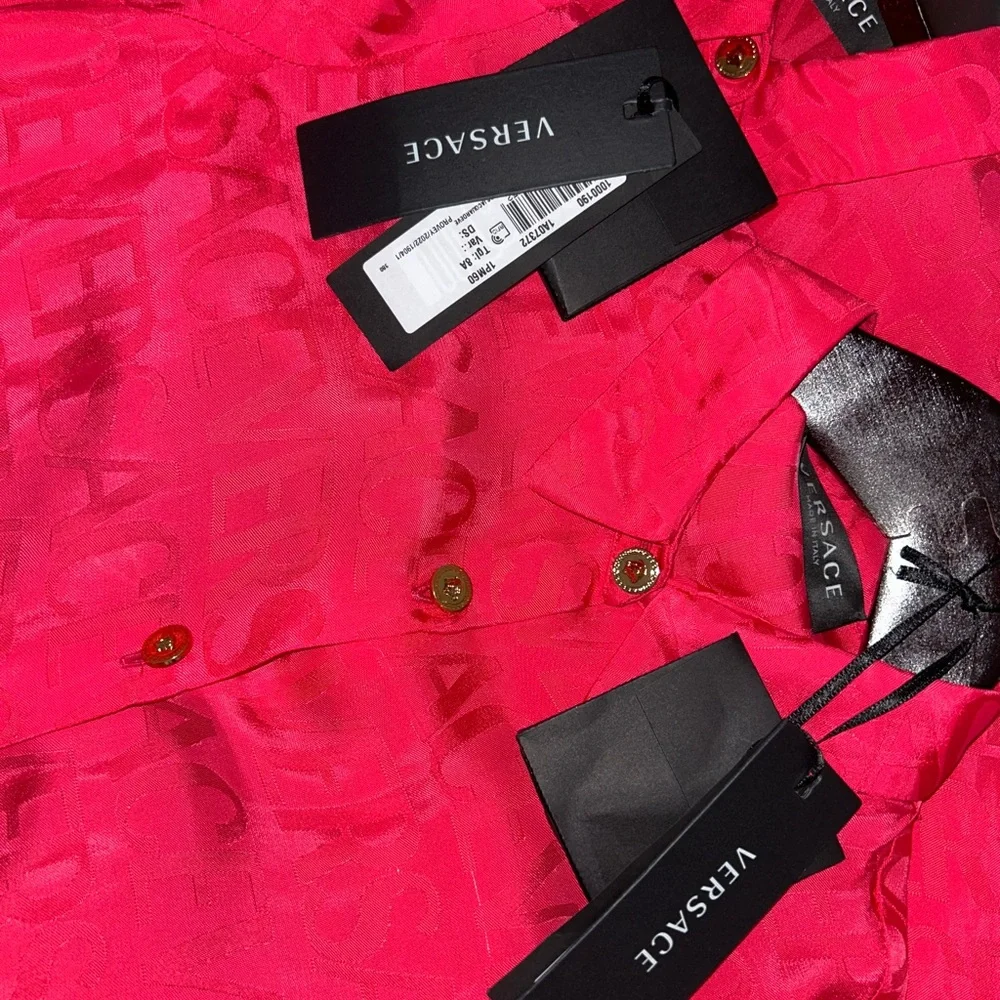Versace Vibrant Pink Kids Button Down Shirt - Picture 2 of 3
